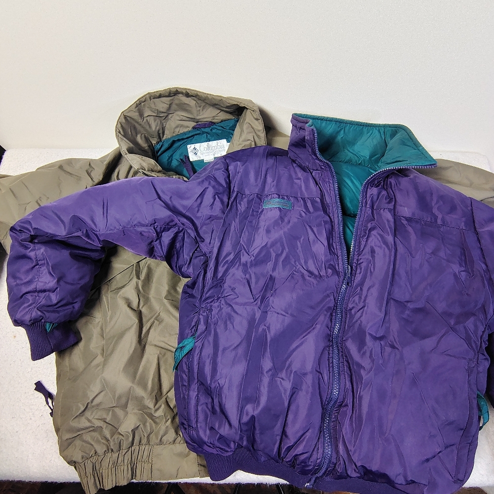 VINTAGE 90S Columbia Whirlibird‎ Jacket Mens Olive Emerald Purple Goose Down